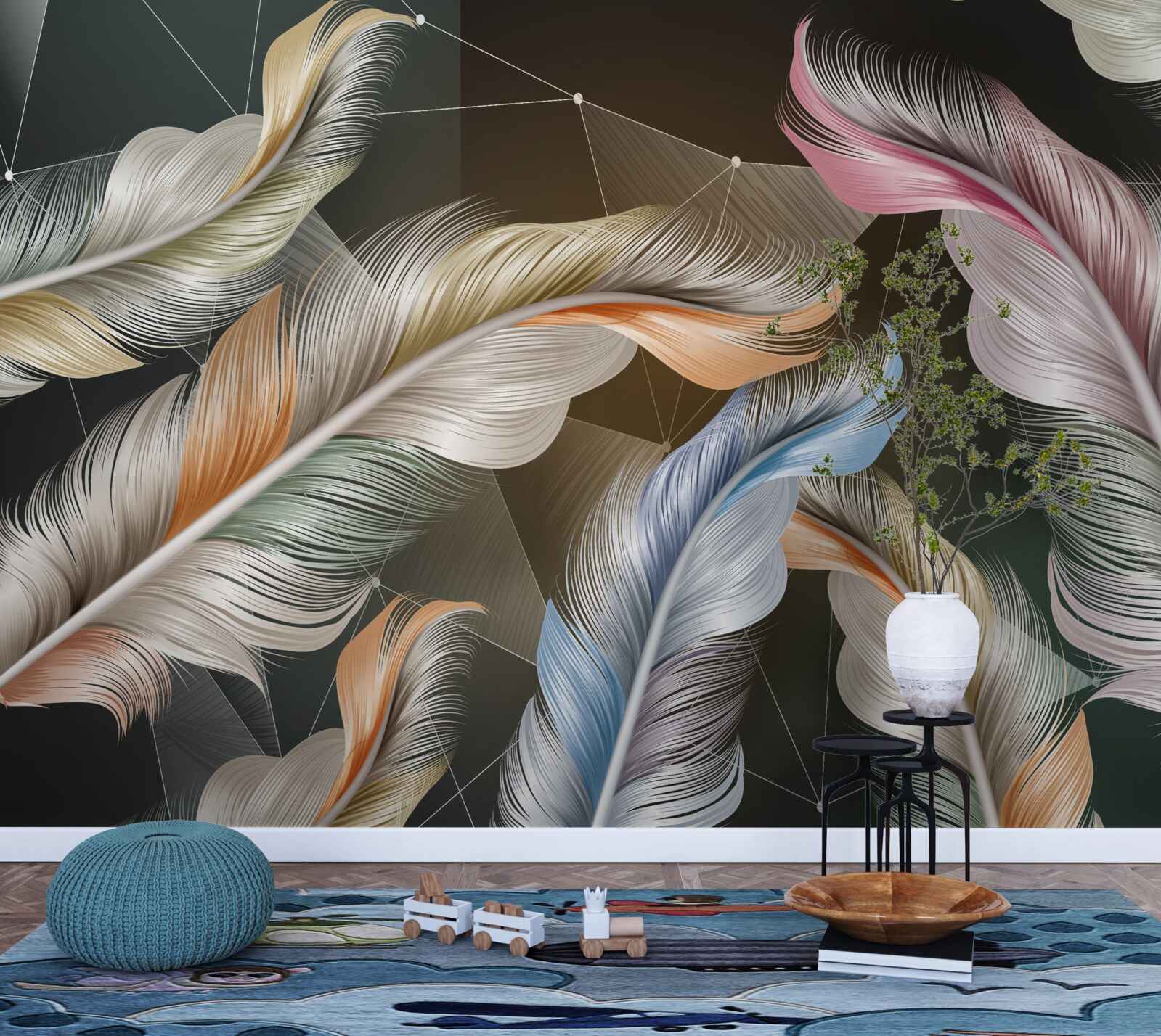 Fotobehang een vleugje heldere kleuren aan de nachtelijke hemel