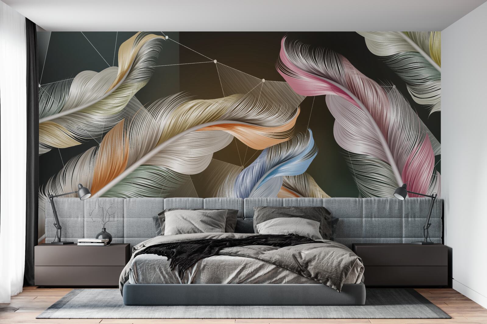 Fotobehang een vleugje heldere kleuren aan de nachtelijke hemel