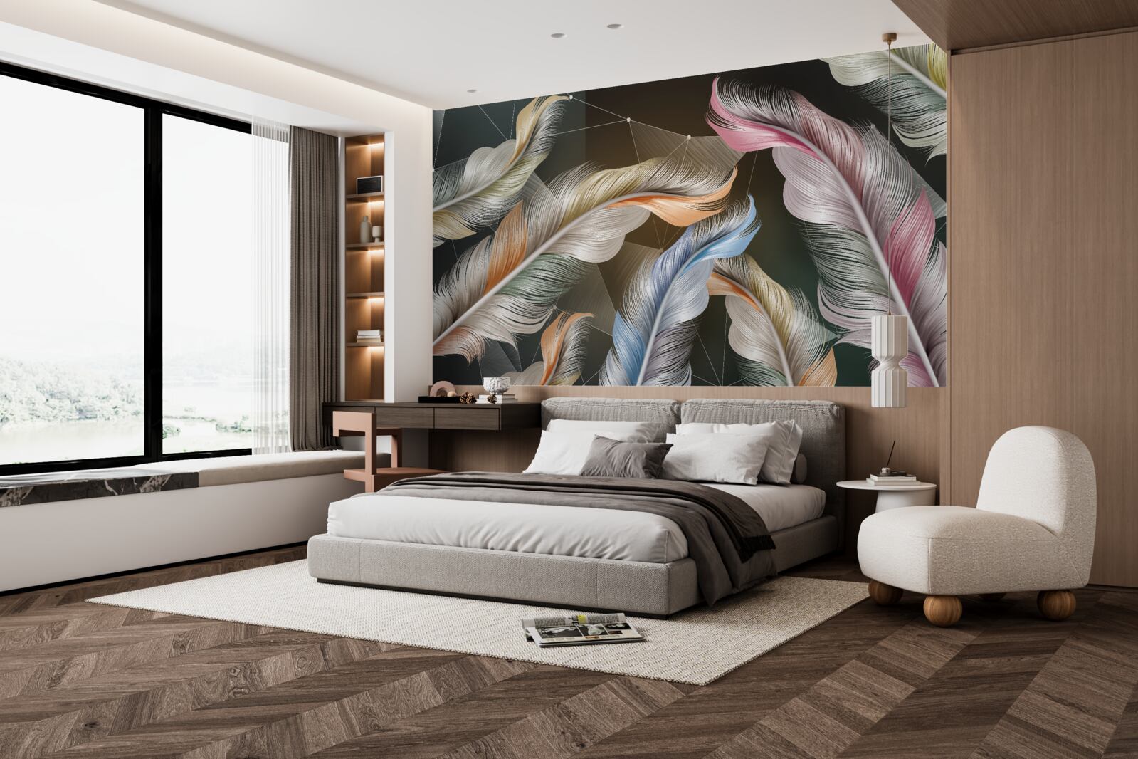 Fotobehang een vleugje heldere kleuren aan de nachtelijke hemel