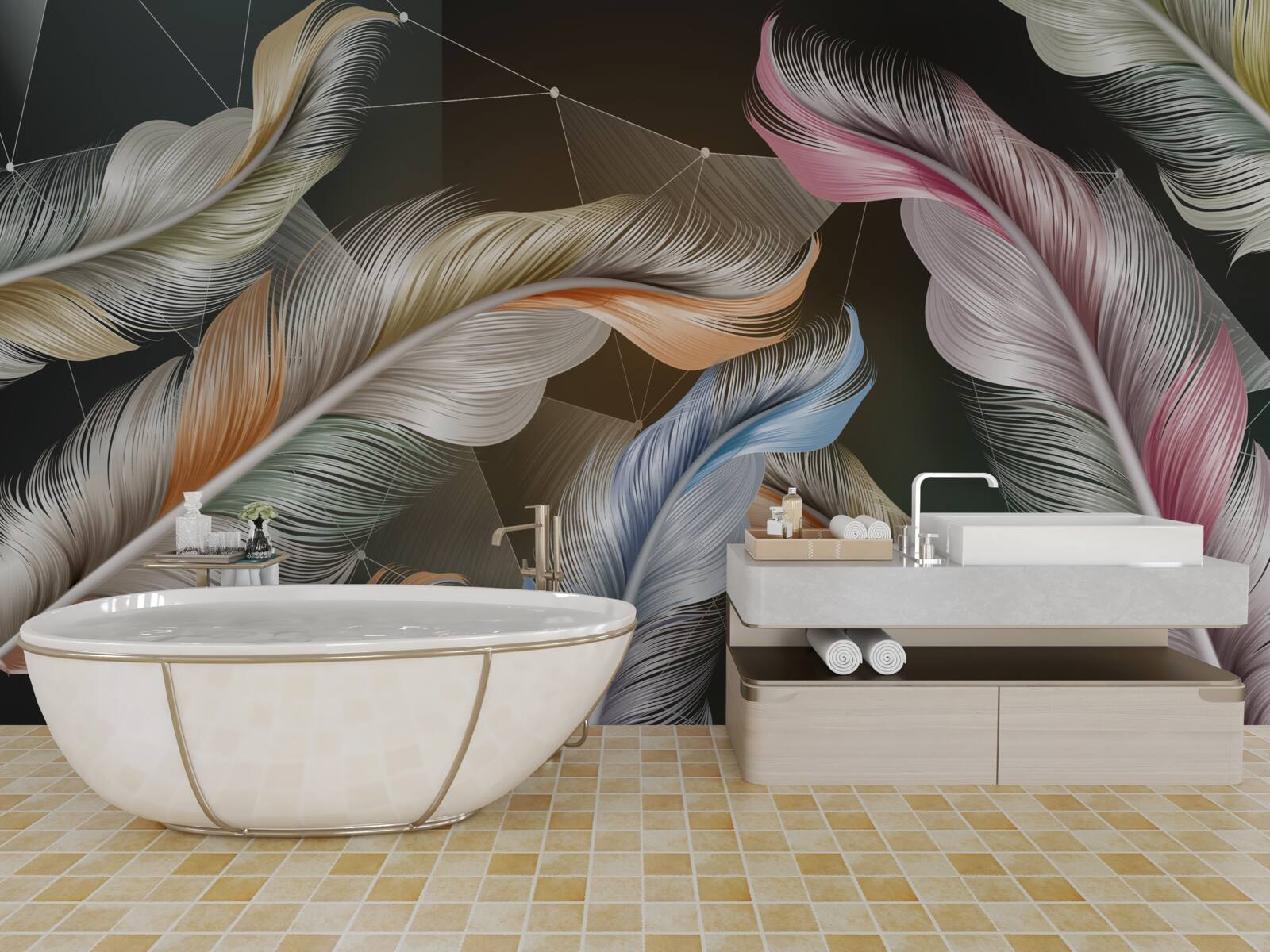 Fotobehang een vleugje heldere kleuren aan de nachtelijke hemel