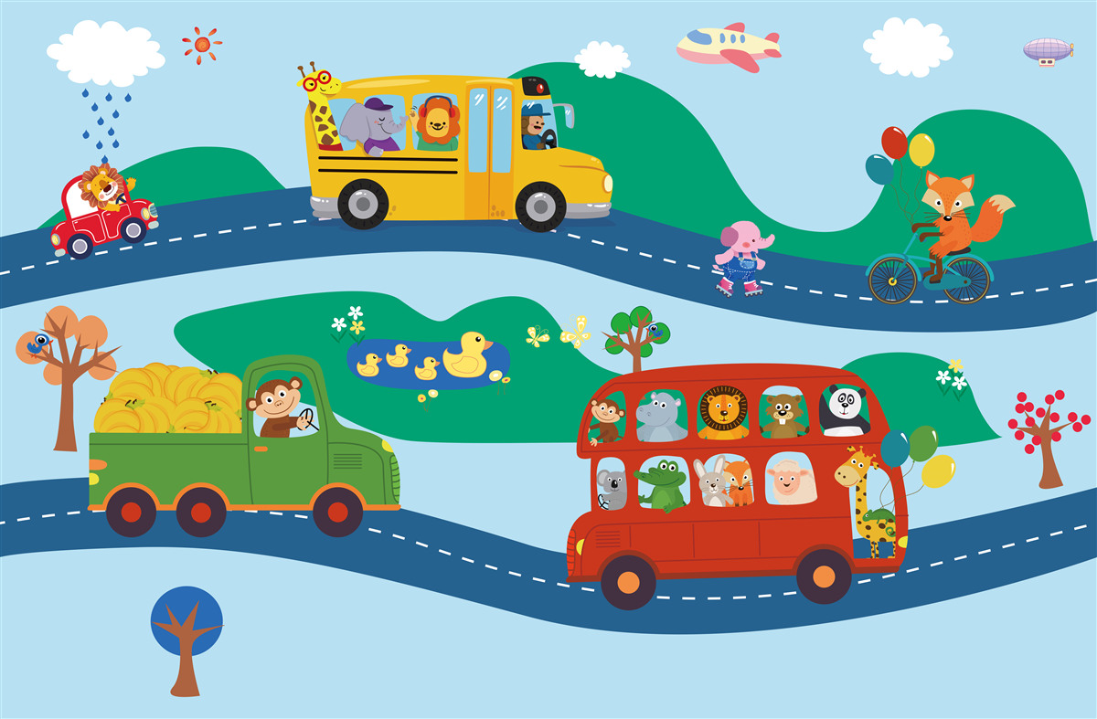 Fotobehang dieren worden vervoerd door