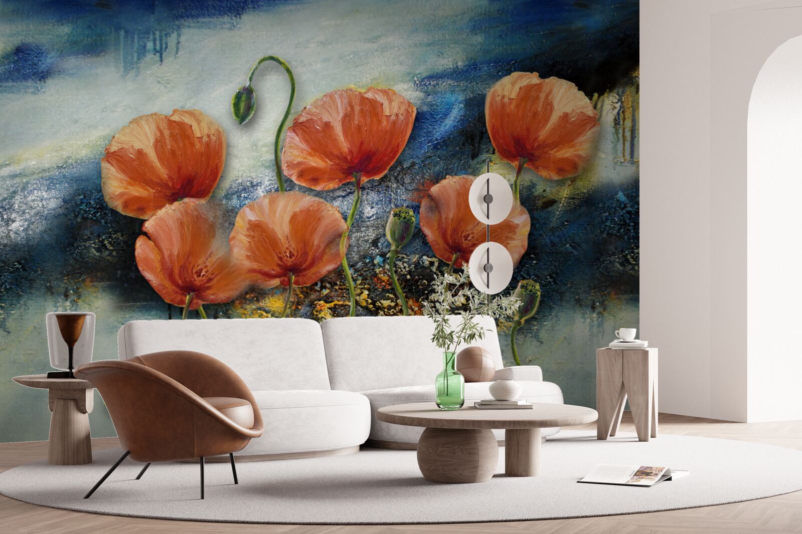 Fotobehang een verzameling sierlijke scharlakenrode zomer klaprozen