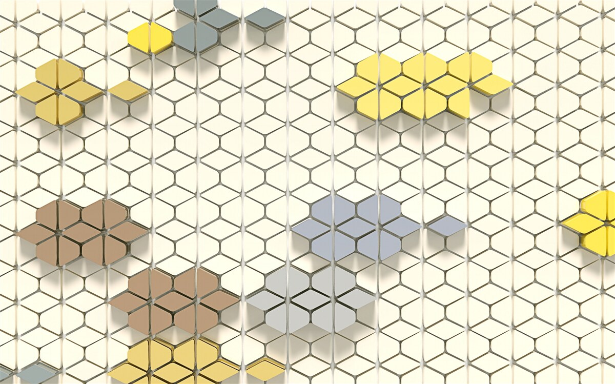 Fotobehang helder geruit met veelkleurige elementen