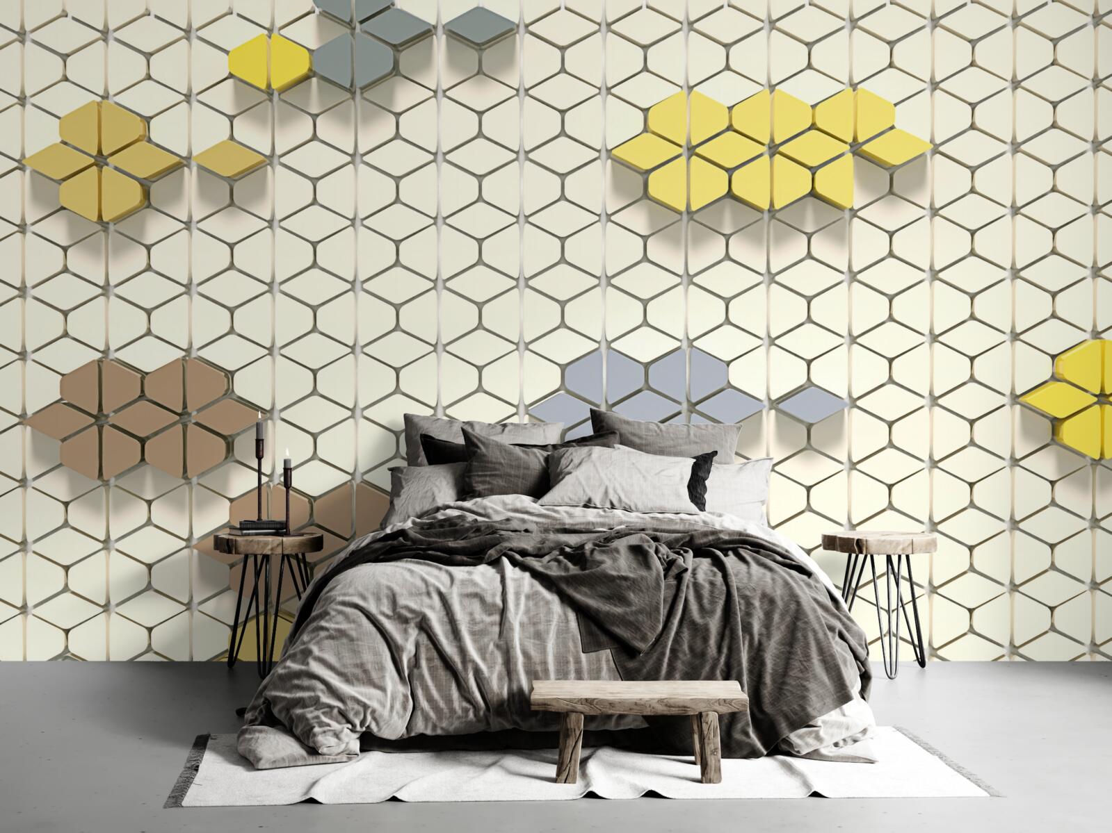 Fotobehang helder geruit met veelkleurige elementen