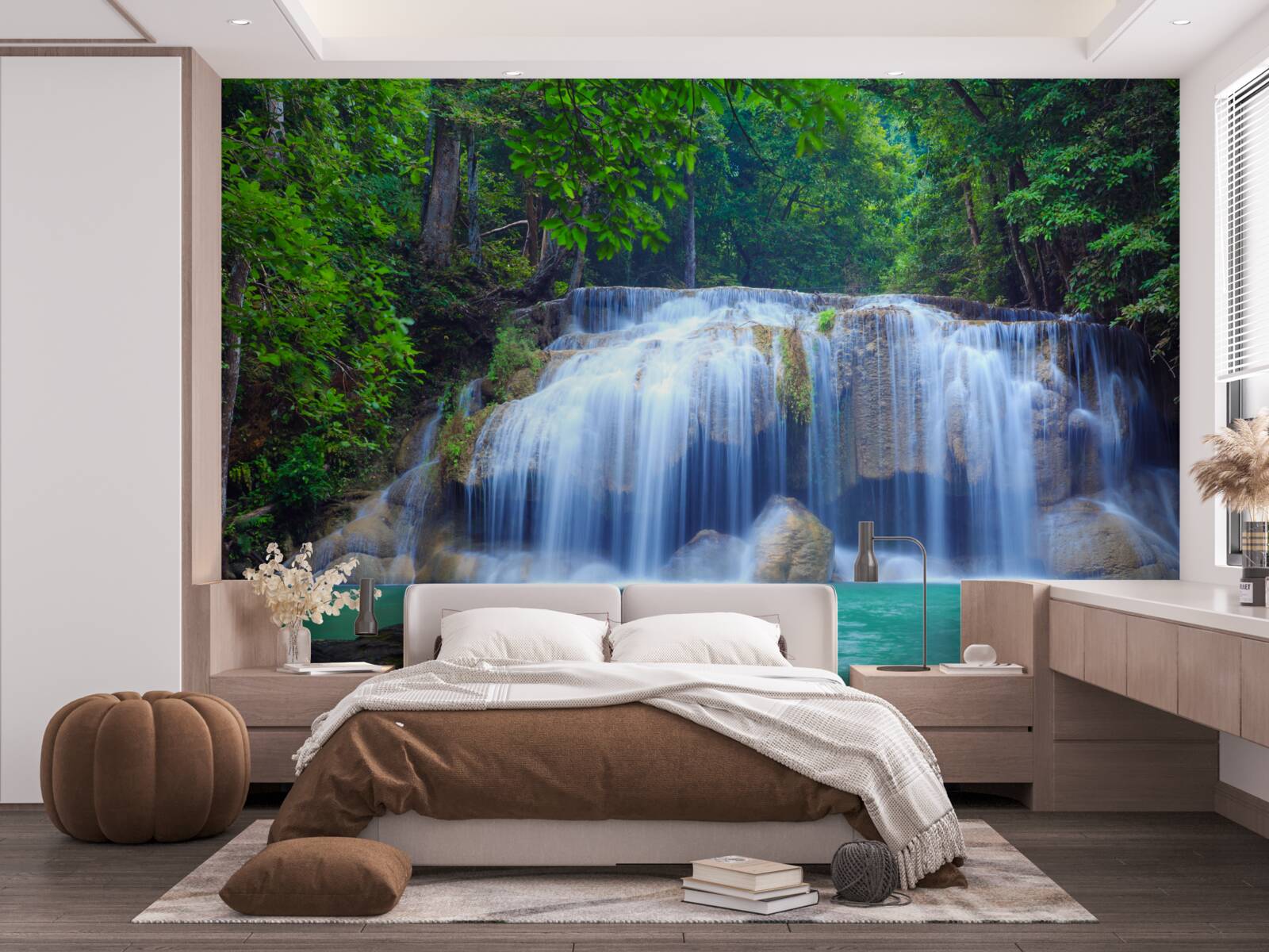 Fotobehang erawan waterval in kanchanaburi, thailand