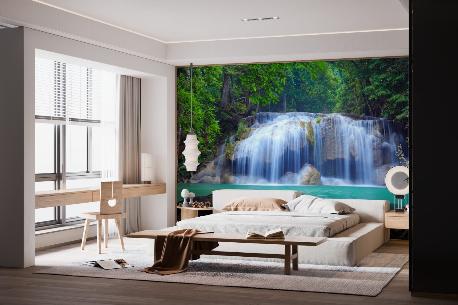 Fotobehang erawan waterval in kanchanaburi, thailand