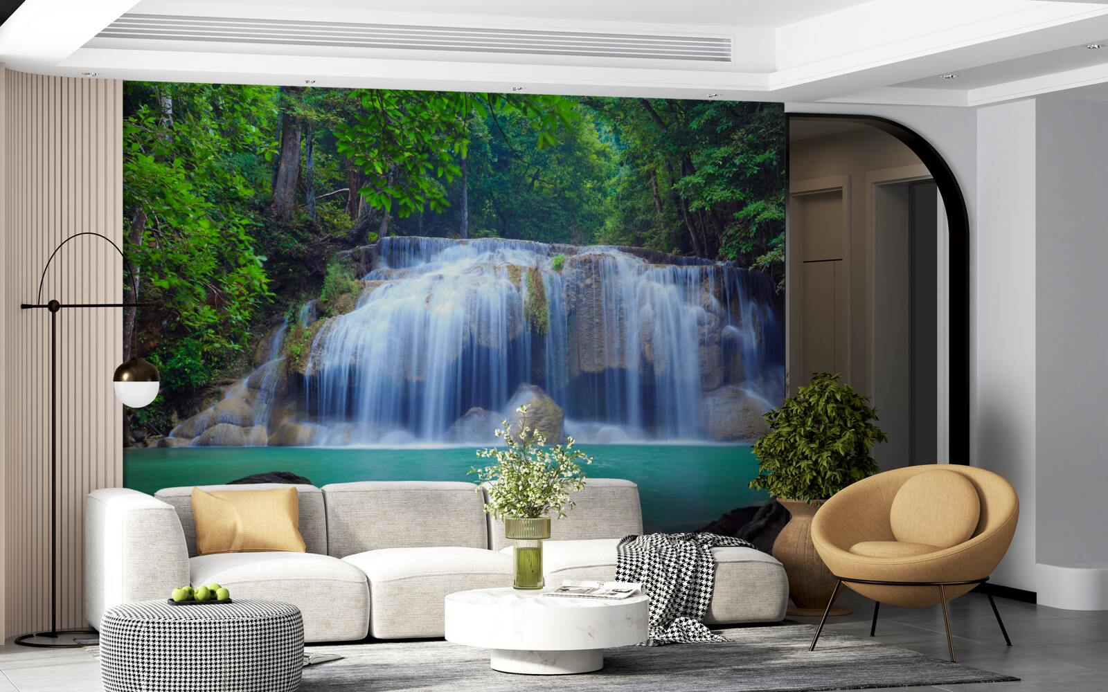 Fotobehang erawan waterval in kanchanaburi, thailand