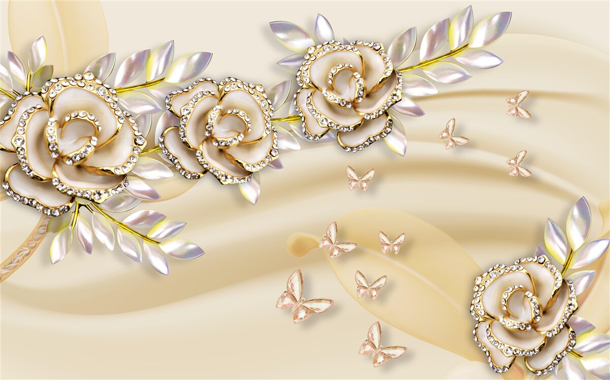 Fotobehang gouden bloesemtak