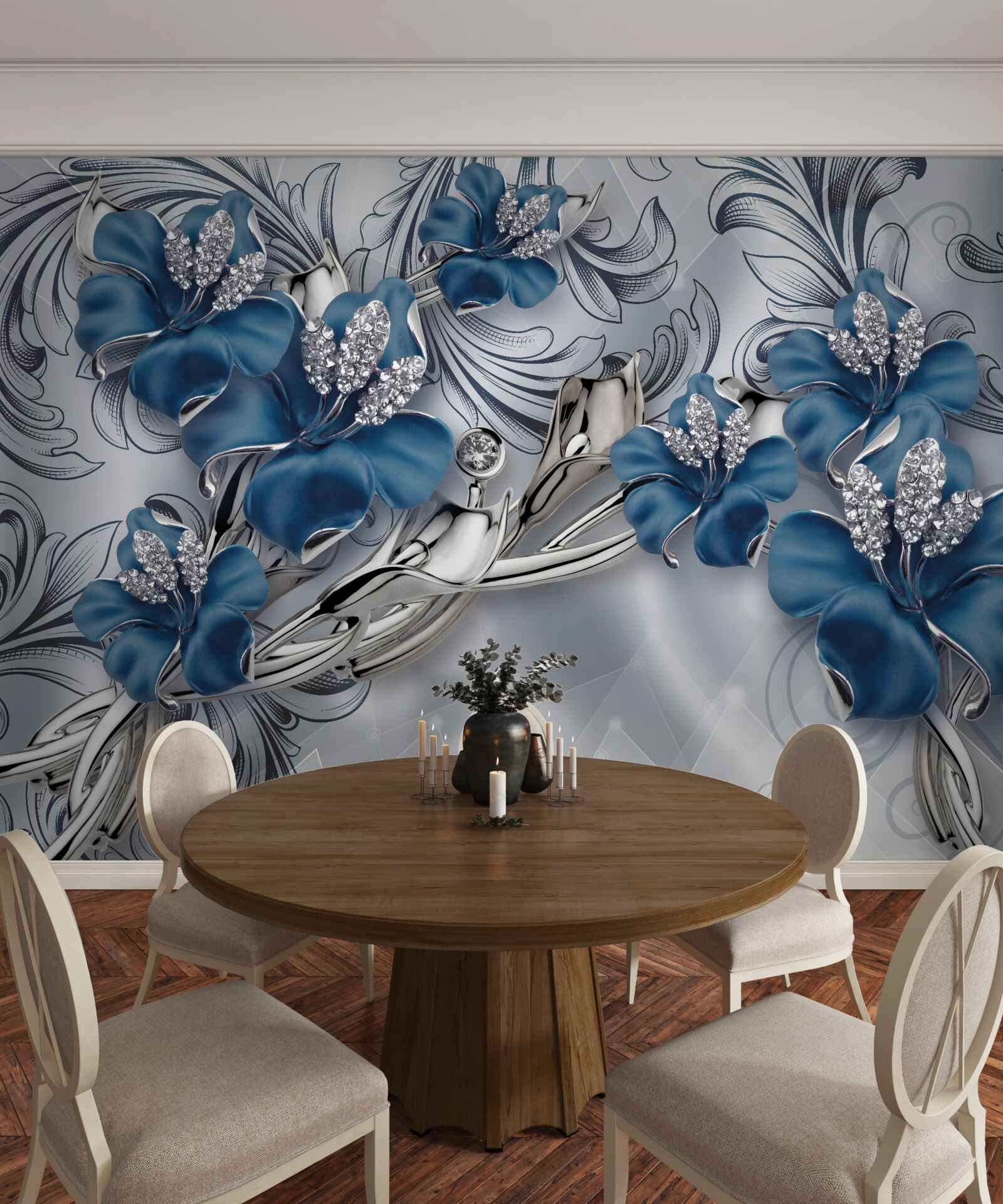 Fotobehang twee blauwe knoppen