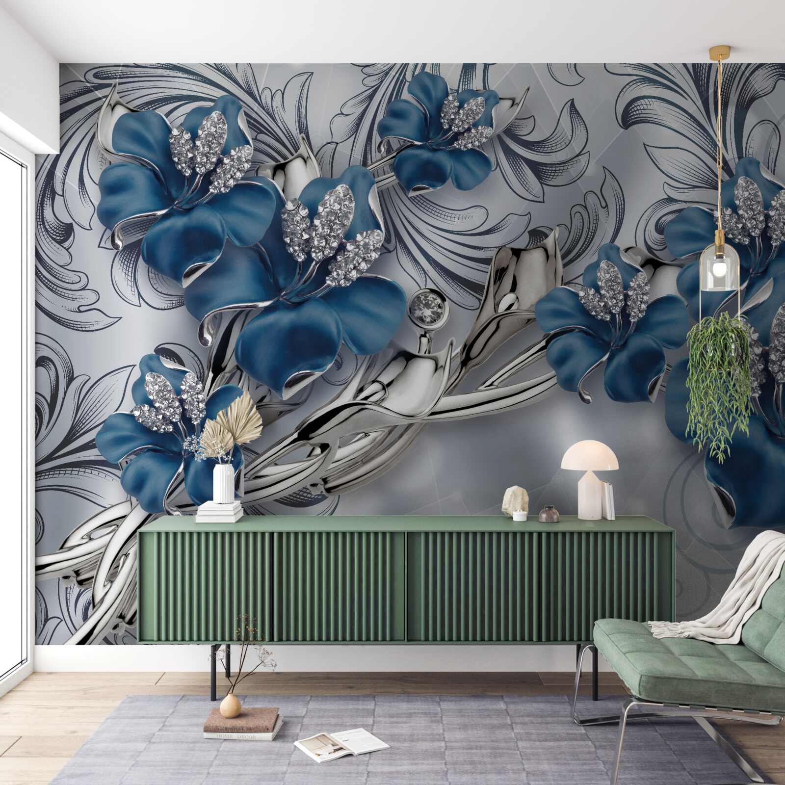 Fotobehang twee blauwe knoppen