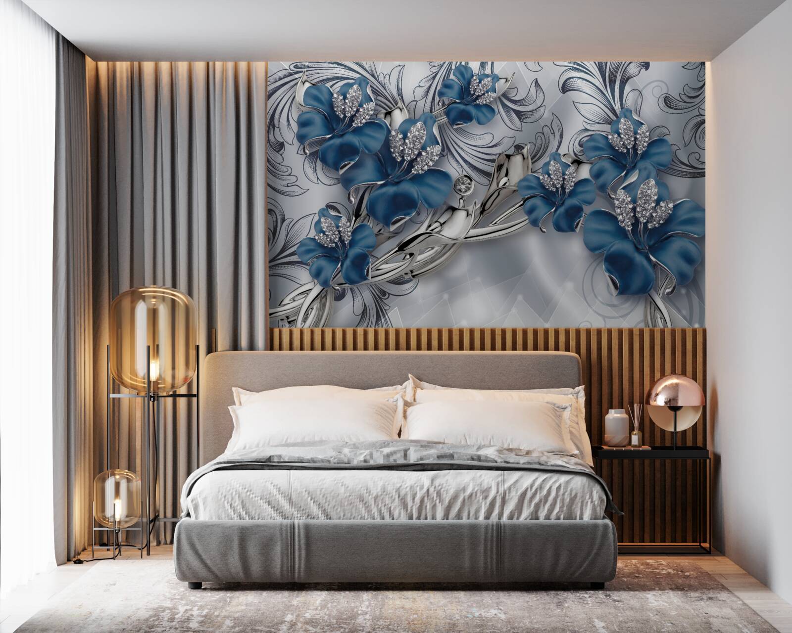 Fotobehang twee blauwe knoppen