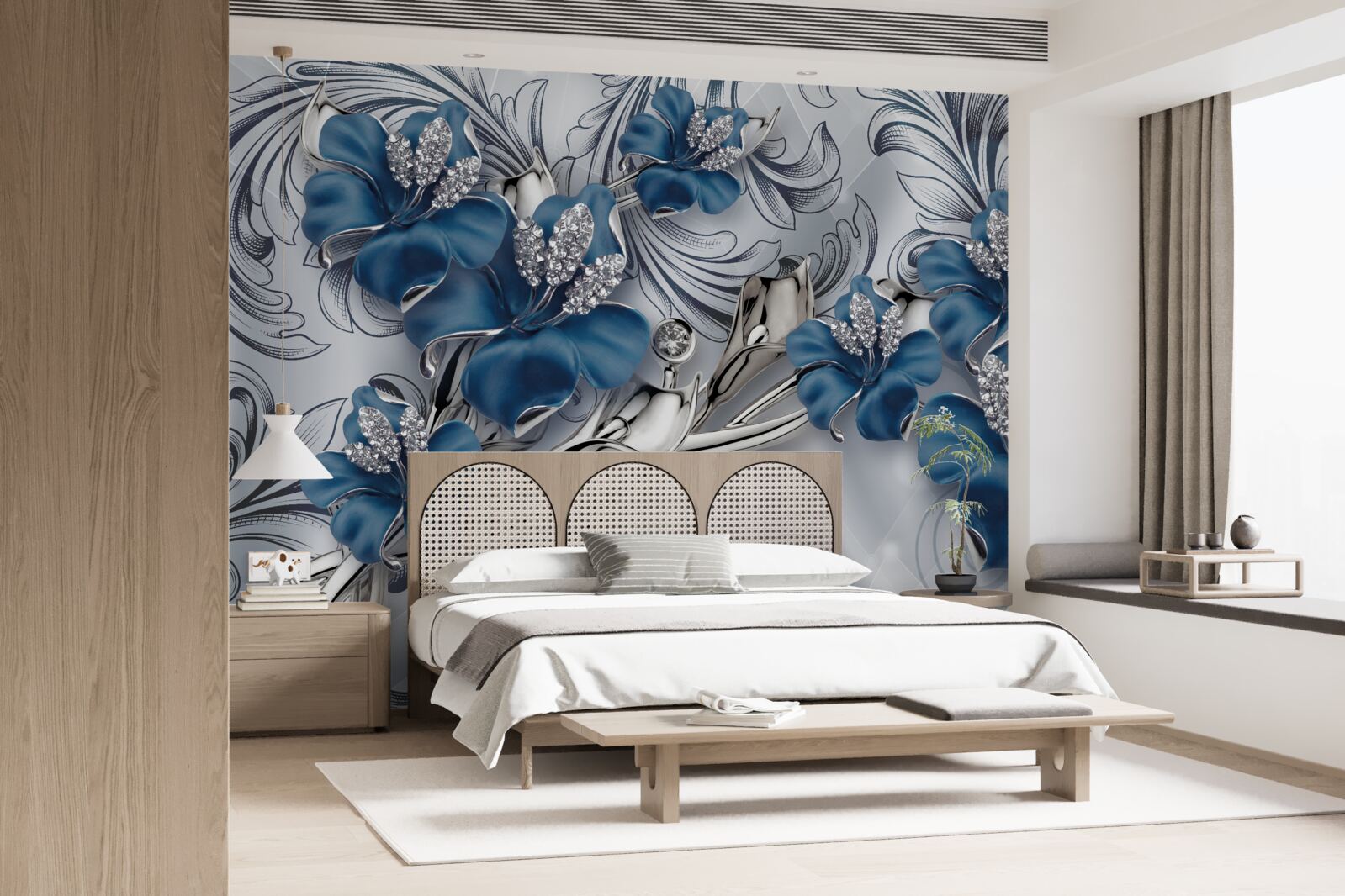 Fotobehang twee blauwe knoppen