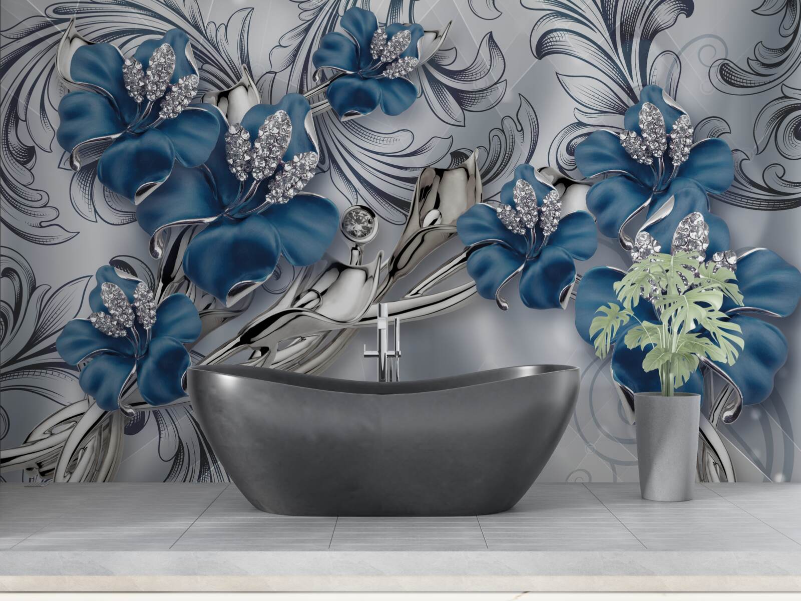 Fotobehang twee blauwe knoppen