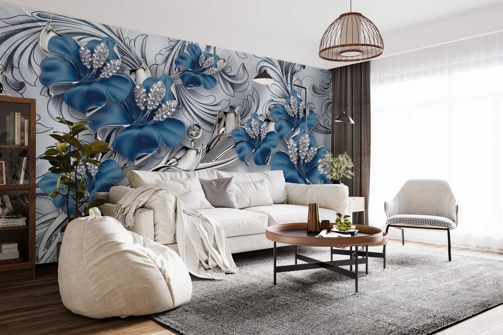 Fotobehang twee blauwe knoppen