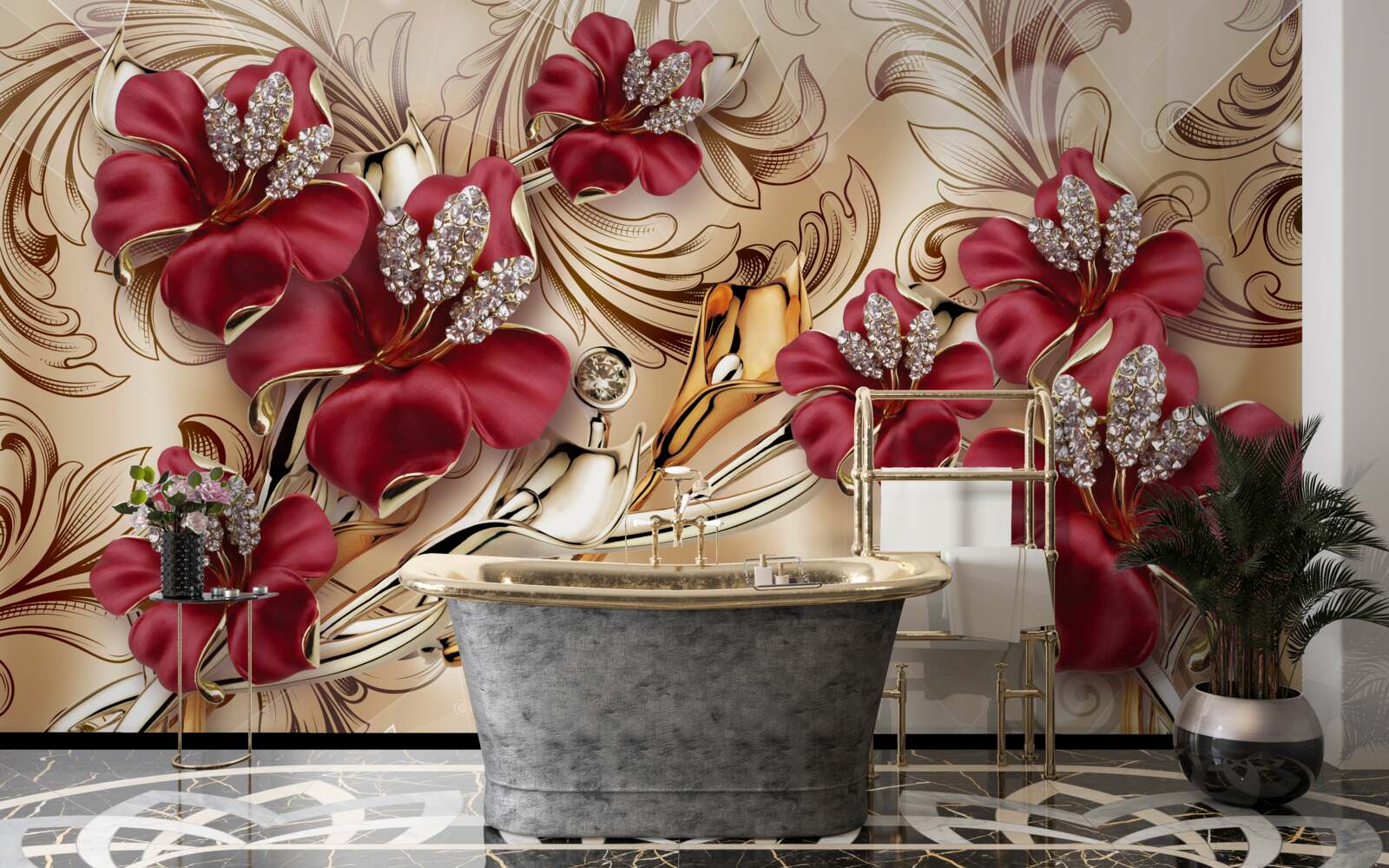 Fotobehang kastanjebruine lelies