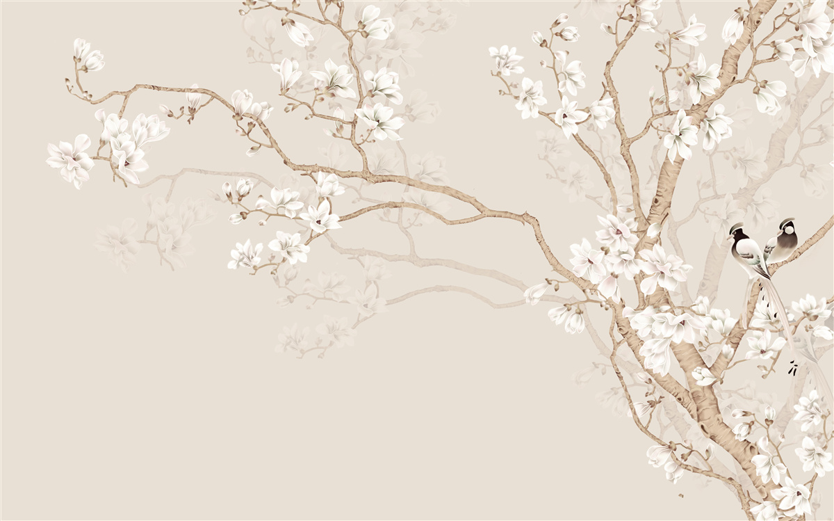 Fotobehang behang met een afbeelding van een kersenboom