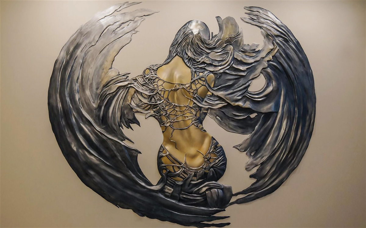 Fotobehang serafijnen op de muur