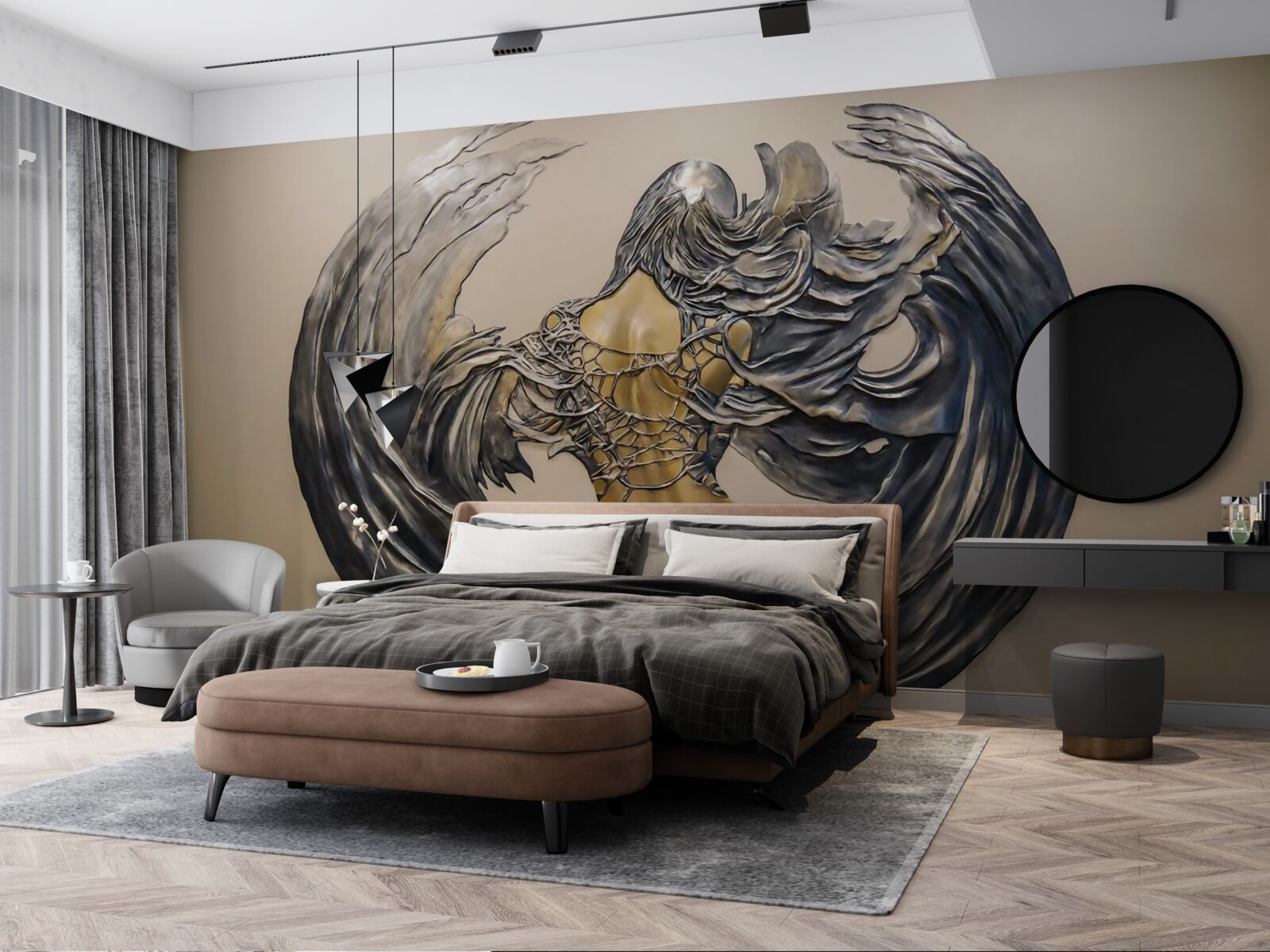 Fotobehang serafijnen op de muur