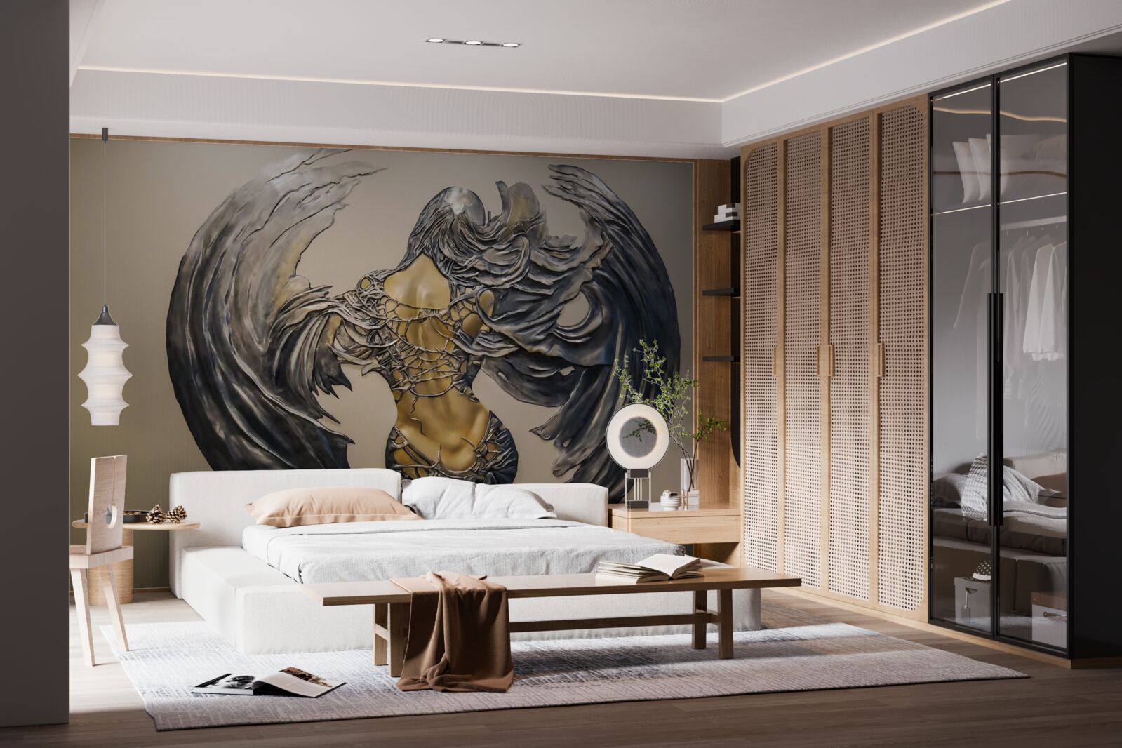 Fotobehang serafijnen op de muur