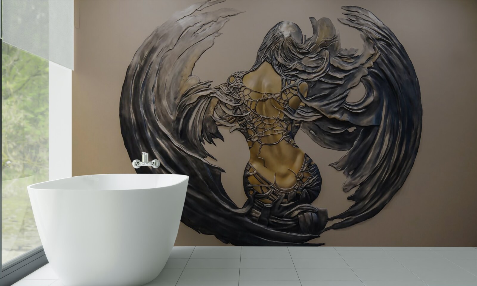 Fotobehang serafijnen op de muur