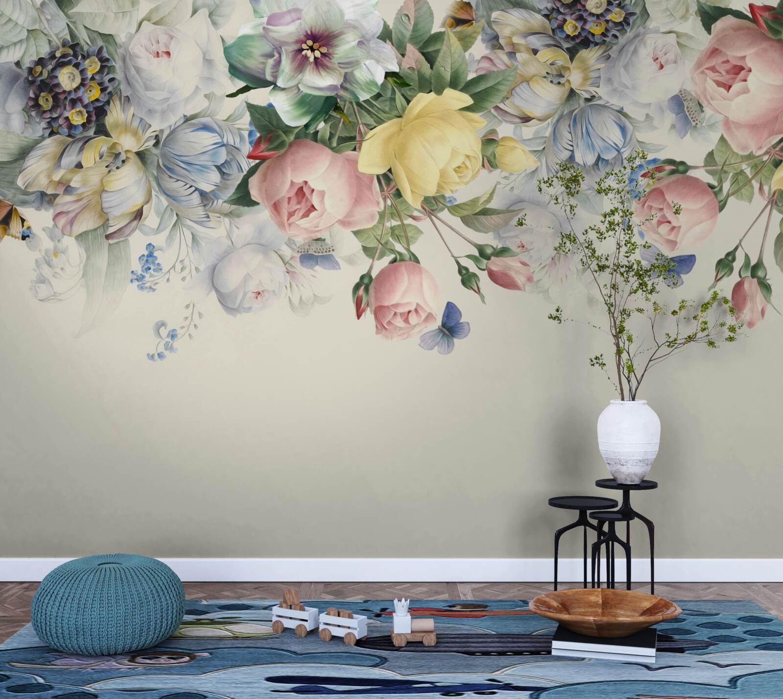 Fotobehang set roze bloemen