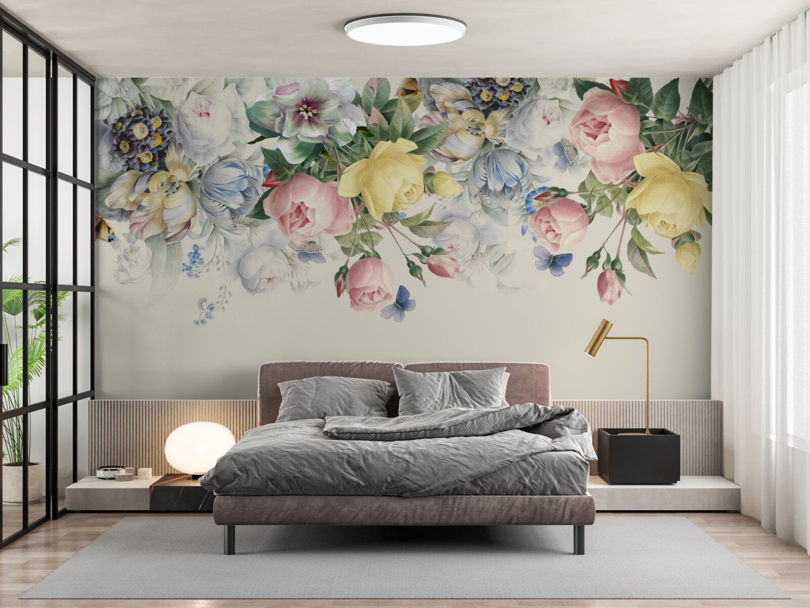 Fotobehang set roze bloemen