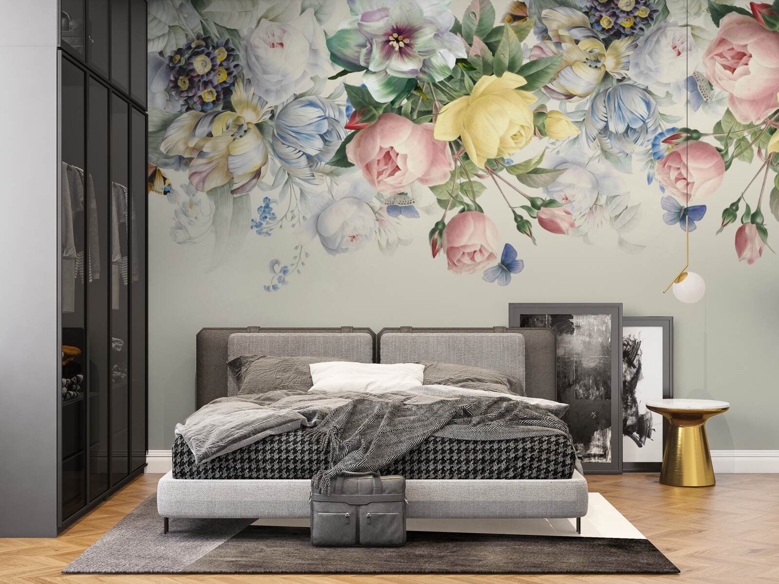 Fotobehang set roze bloemen