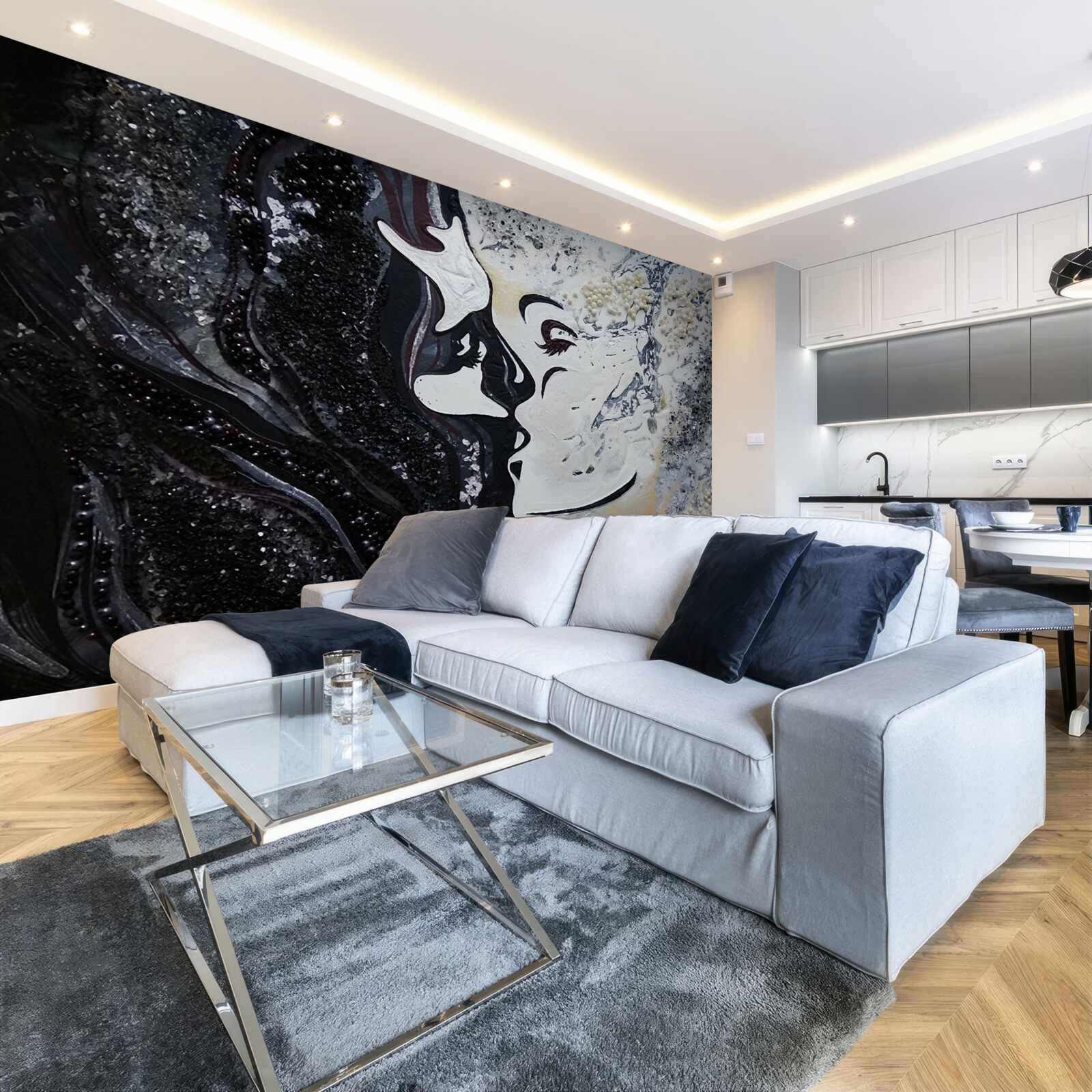 Fotobehang een kus van passie op de muur