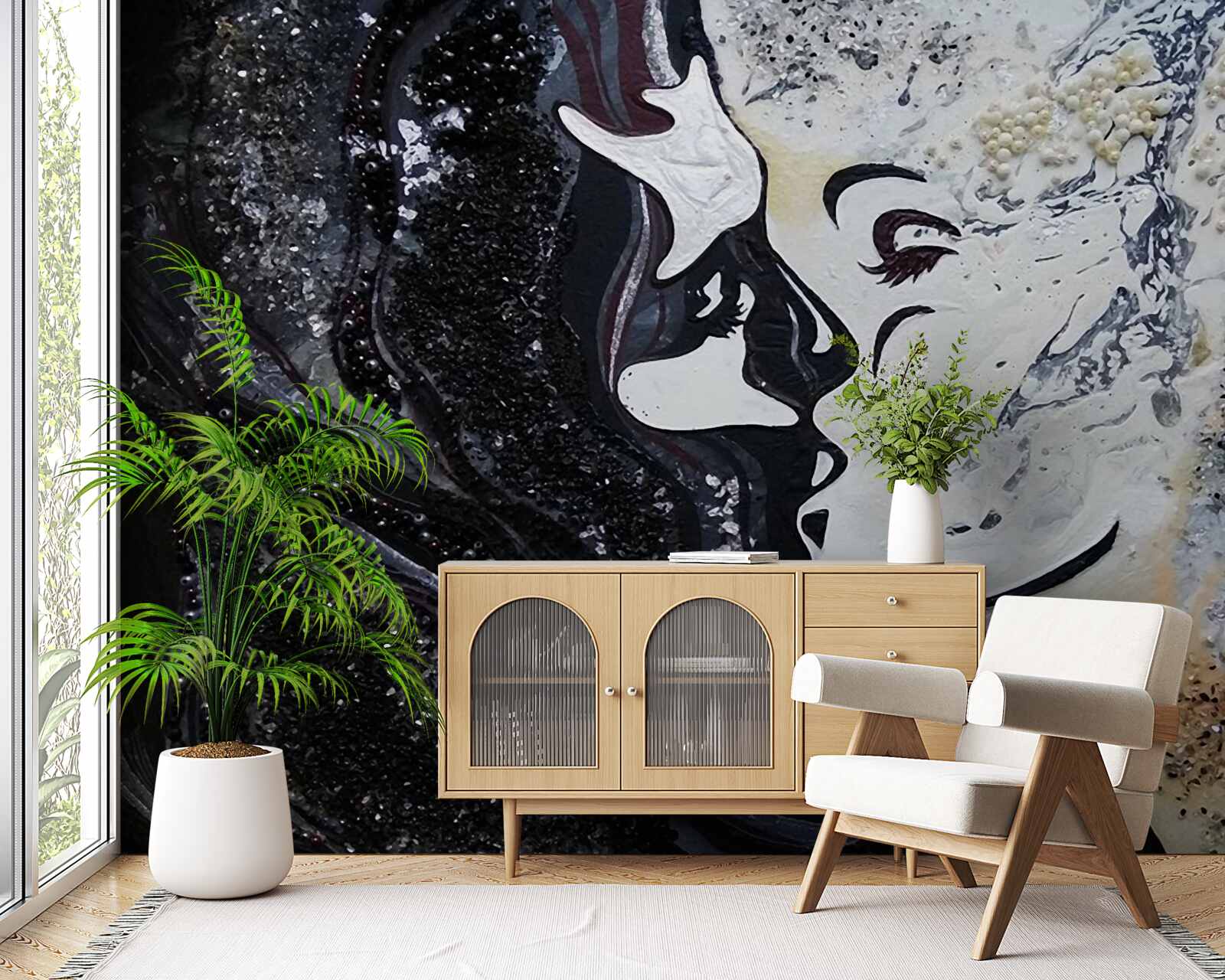 Fotobehang een kus van passie op de muur