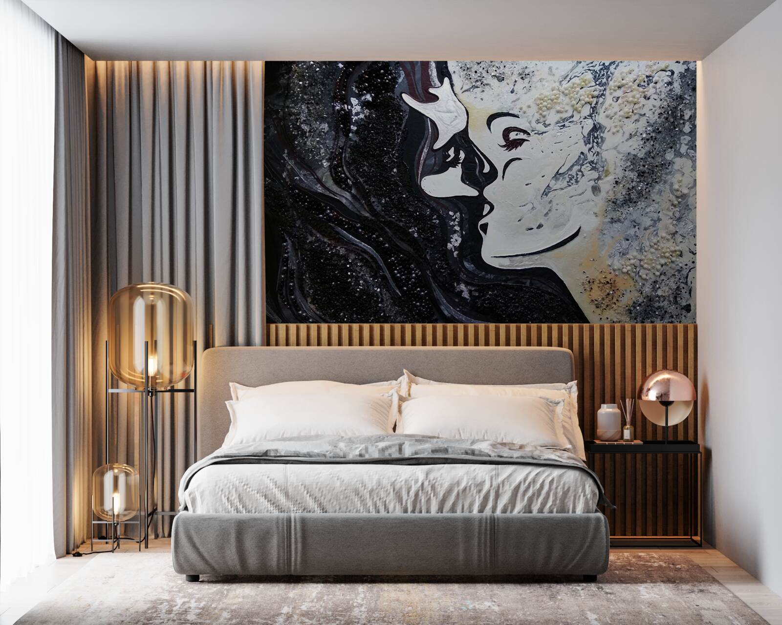 Fotobehang een kus van passie op de muur