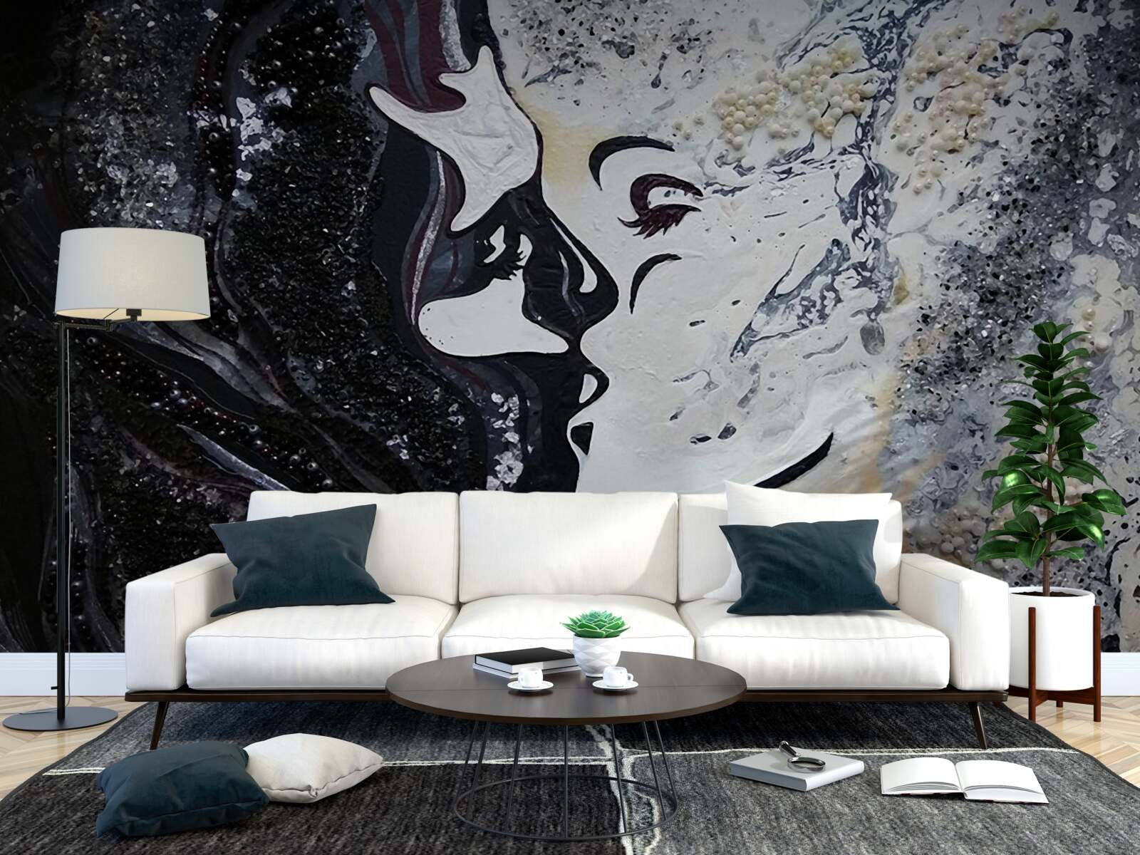 Fotobehang een kus van passie op de muur