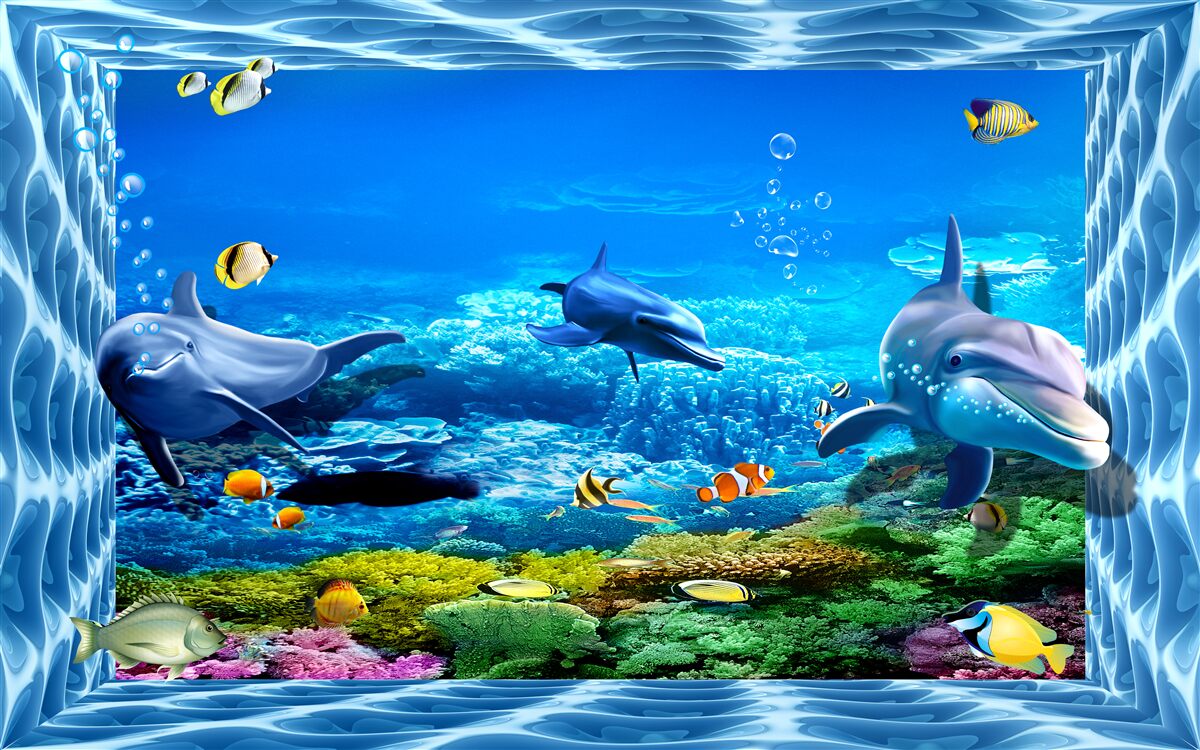 Fotobehang dolfijnen in een waterdierentuin