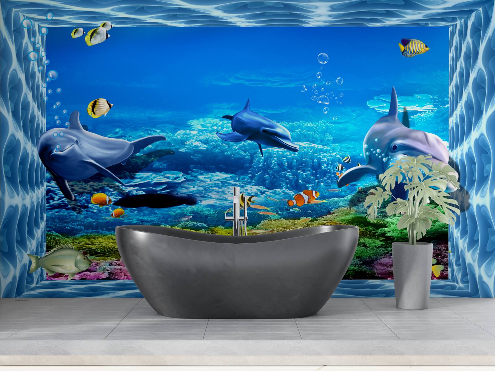 Fotobehang dolfijnen in een waterdierentuin