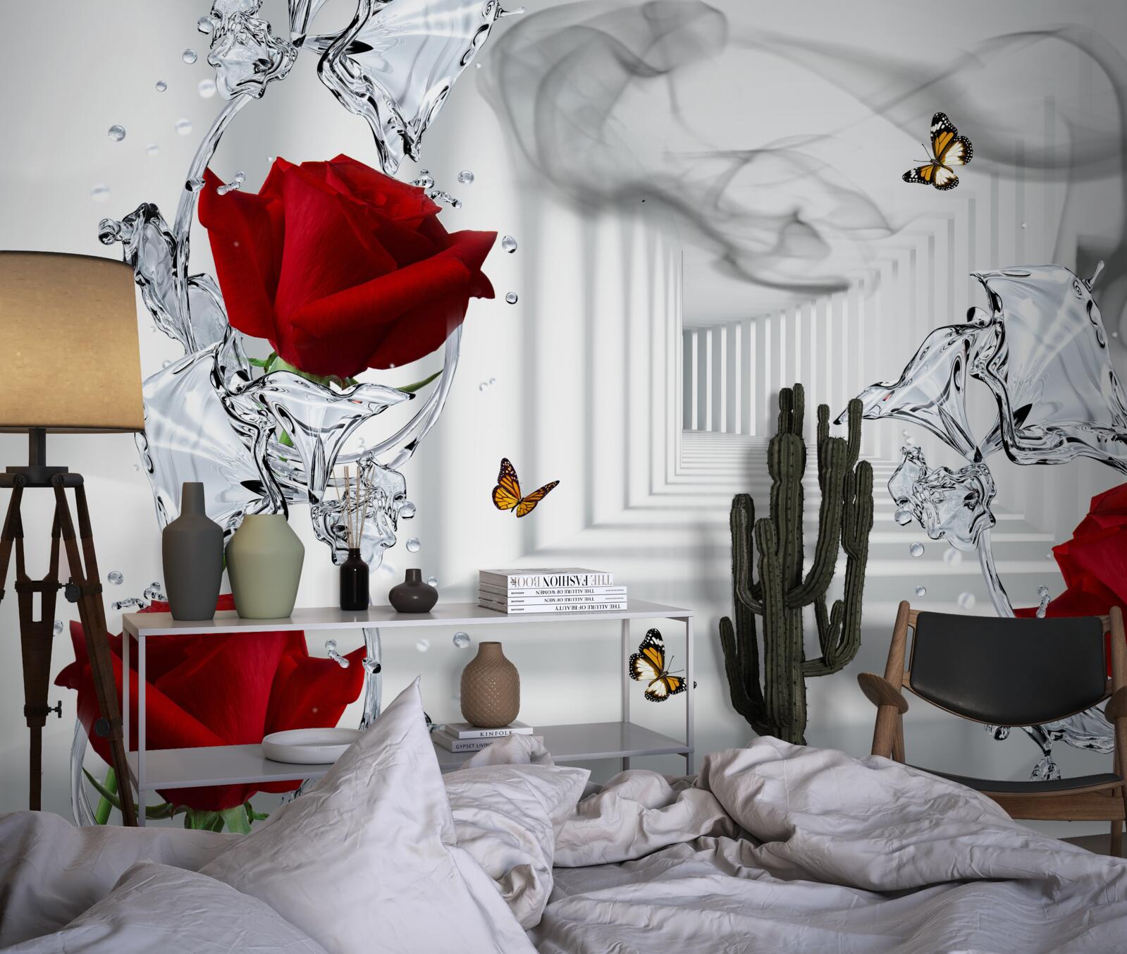 Fotobehang behang, rood en wit