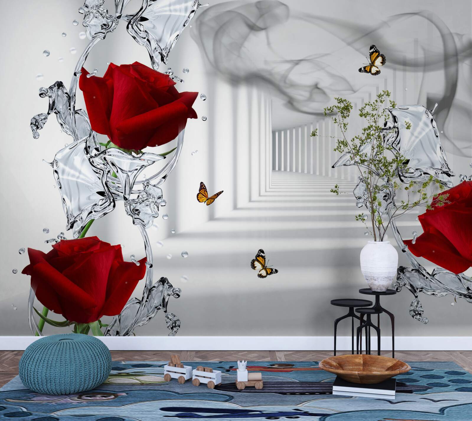 Fotobehang behang, rood en wit