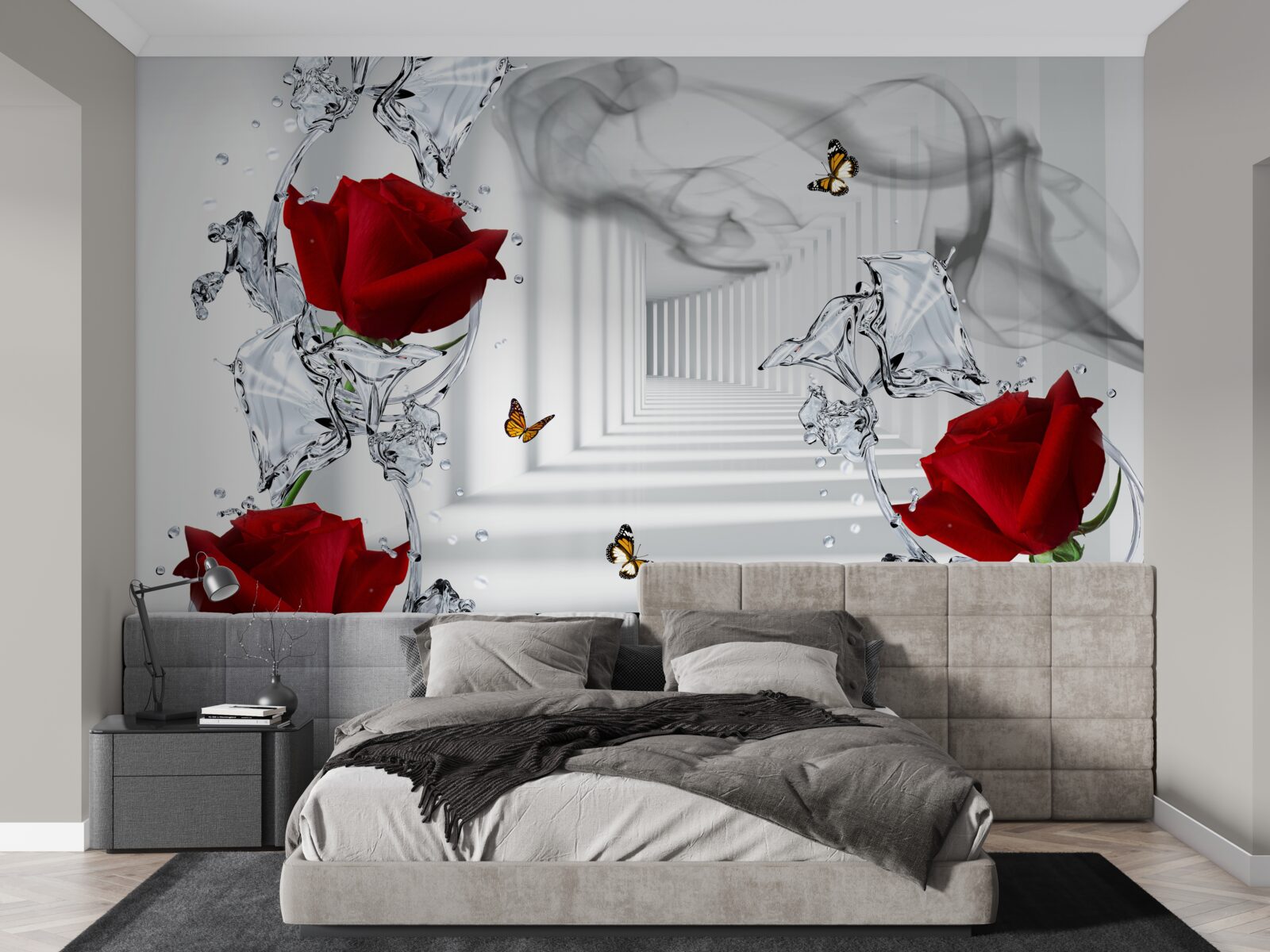 Fotobehang behang, rood en wit