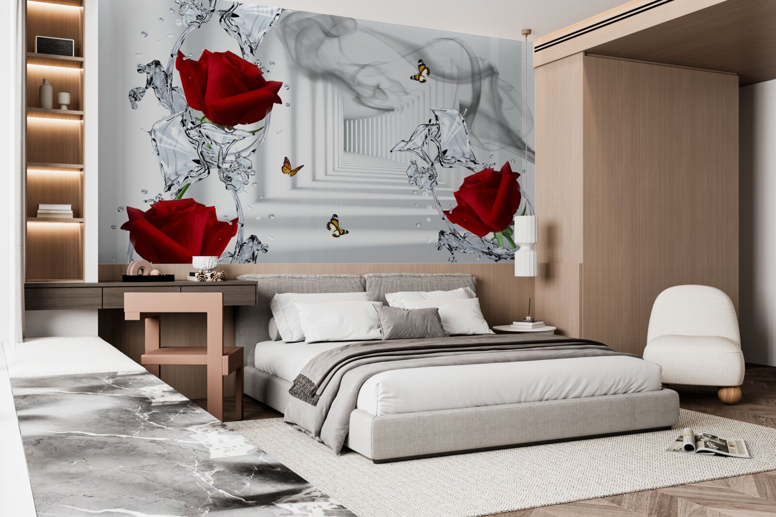 Fotobehang behang, rood en wit