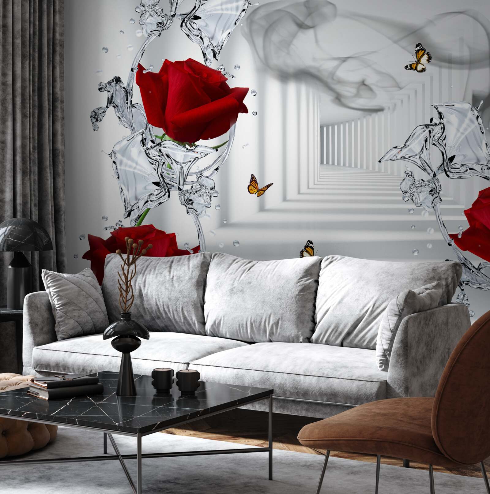 Fotobehang behang, rood en wit