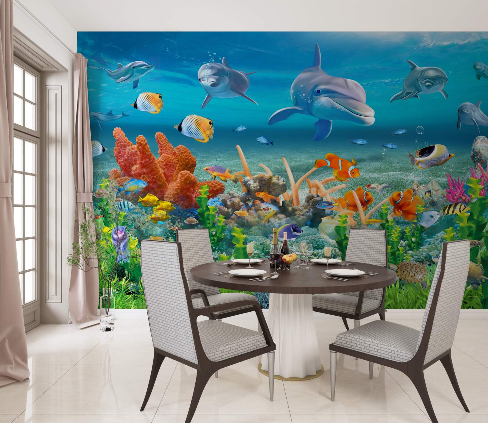 Fotobehang aquarium, een aquatisch ecosysteem waarin zoet water wordt gehouden