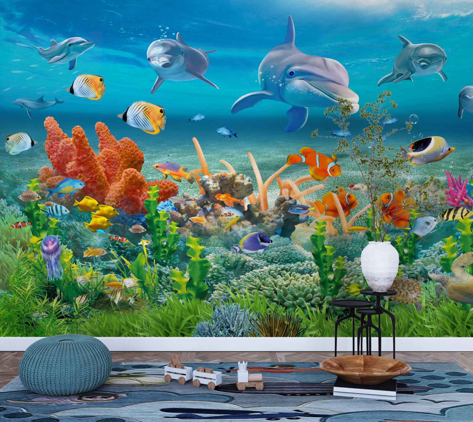 Fotobehang aquarium, een aquatisch ecosysteem waarin zoet water wordt gehouden