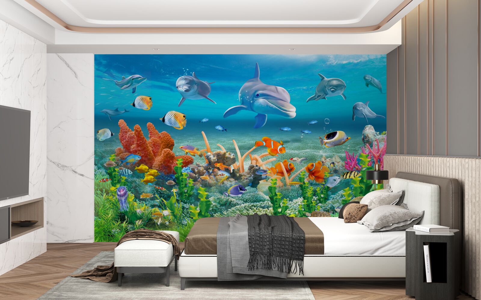 Fotobehang aquarium, een aquatisch ecosysteem waarin zoet water wordt gehouden