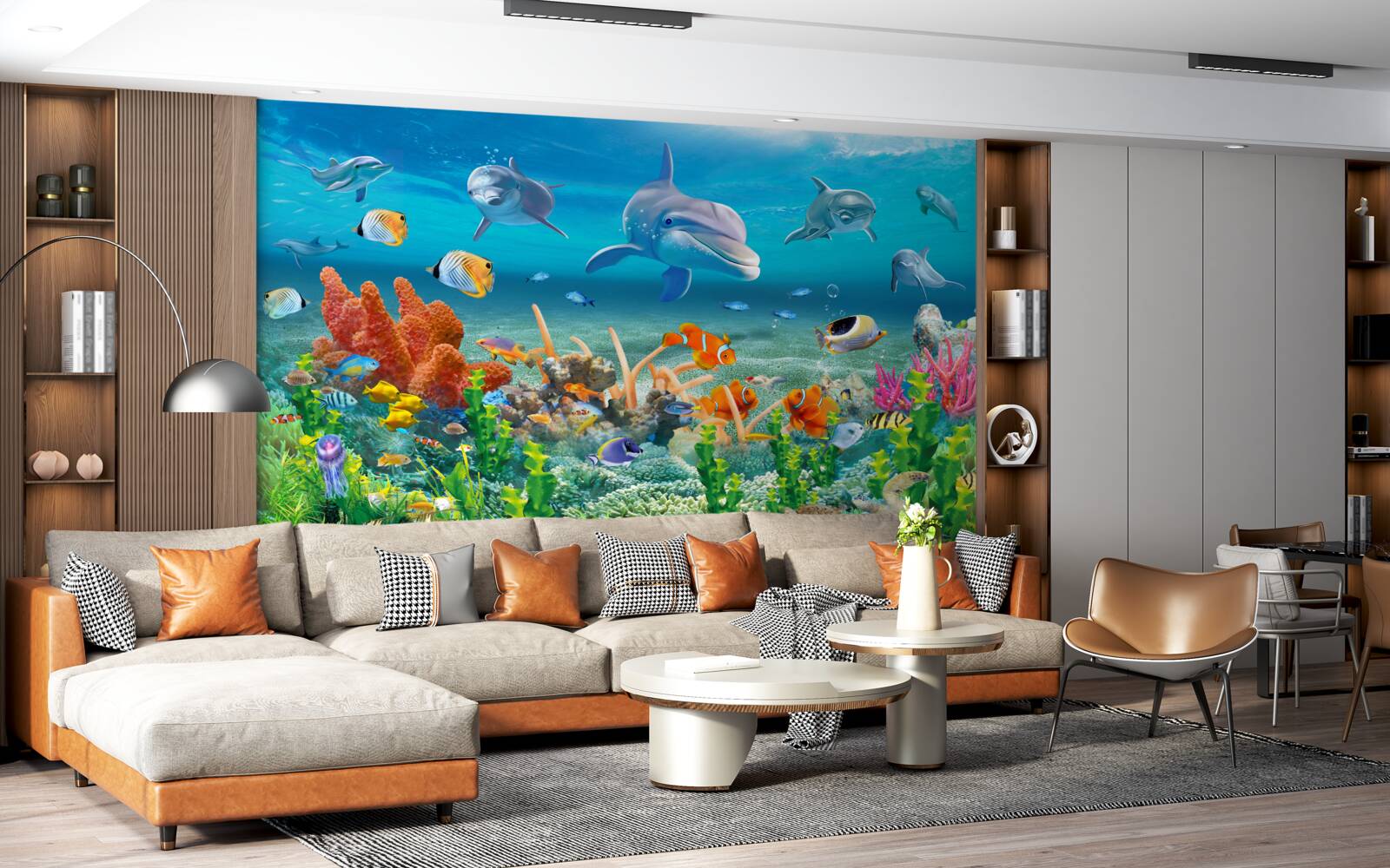 Fotobehang aquarium, een aquatisch ecosysteem waarin zoet water wordt gehouden