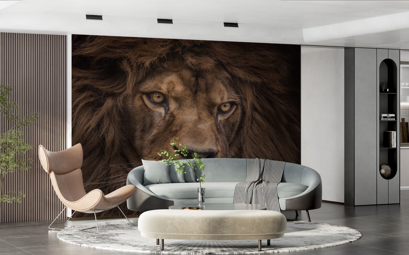 Fotobehang De muur en de leeuw