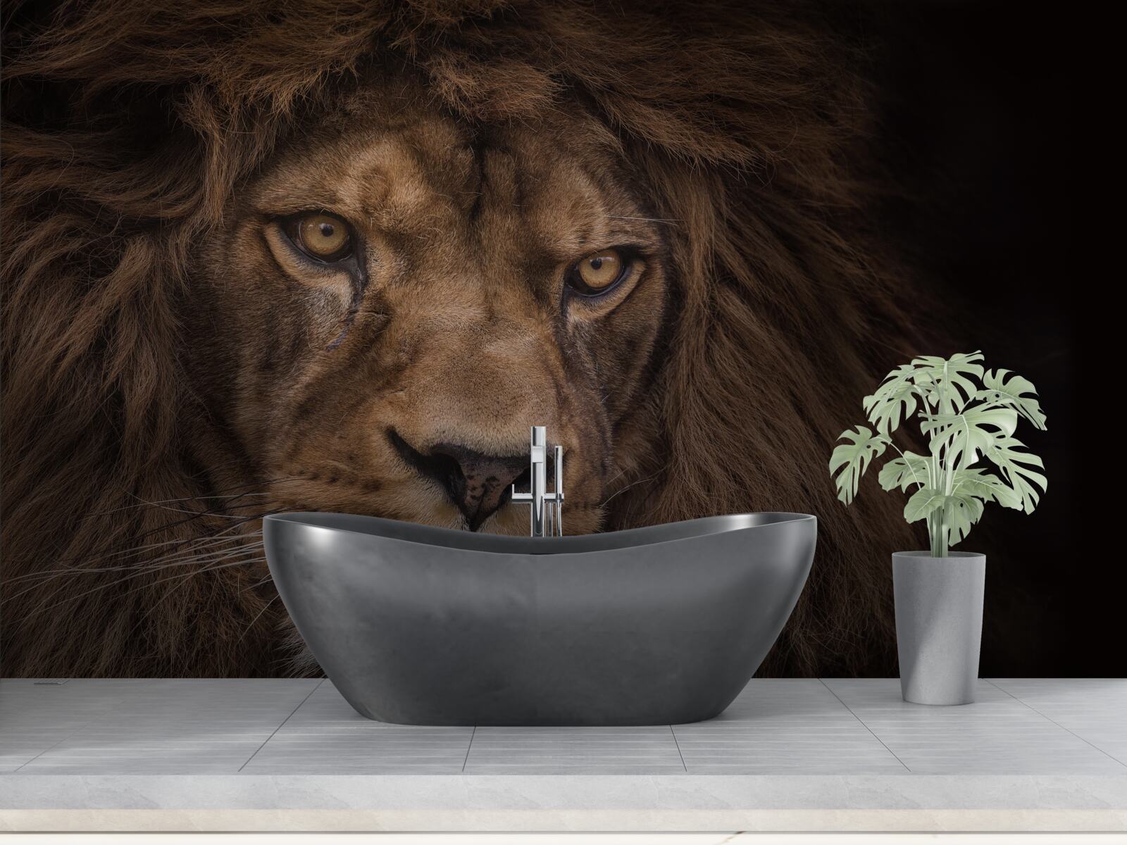 Fotobehang De muur en de leeuw