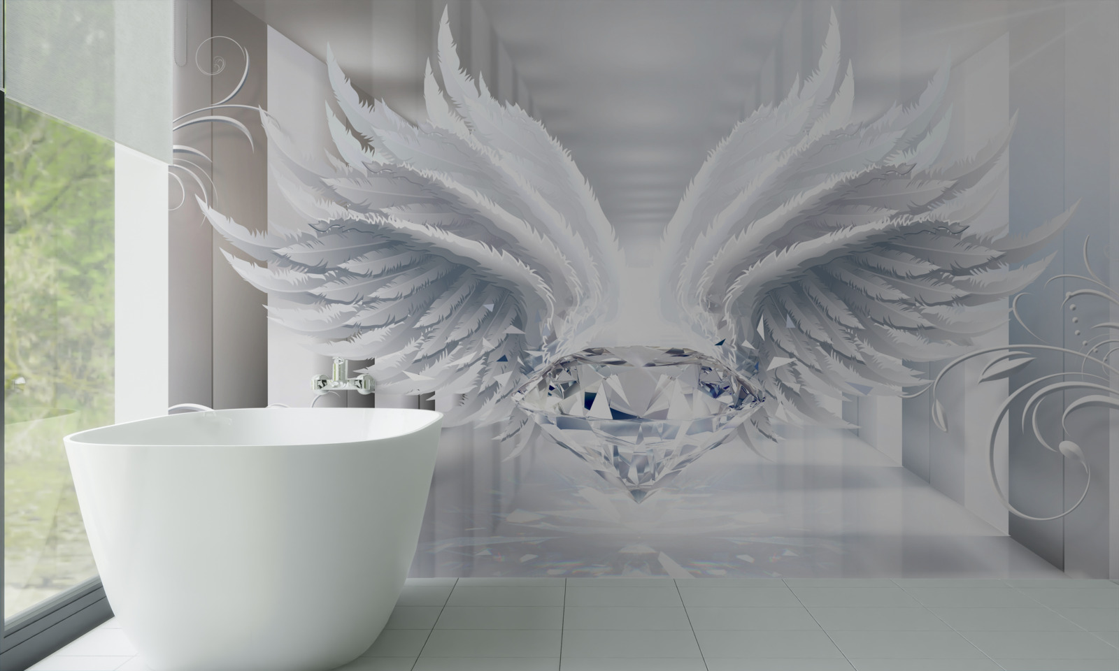 Fotobehang Muur, pen en witte kleur