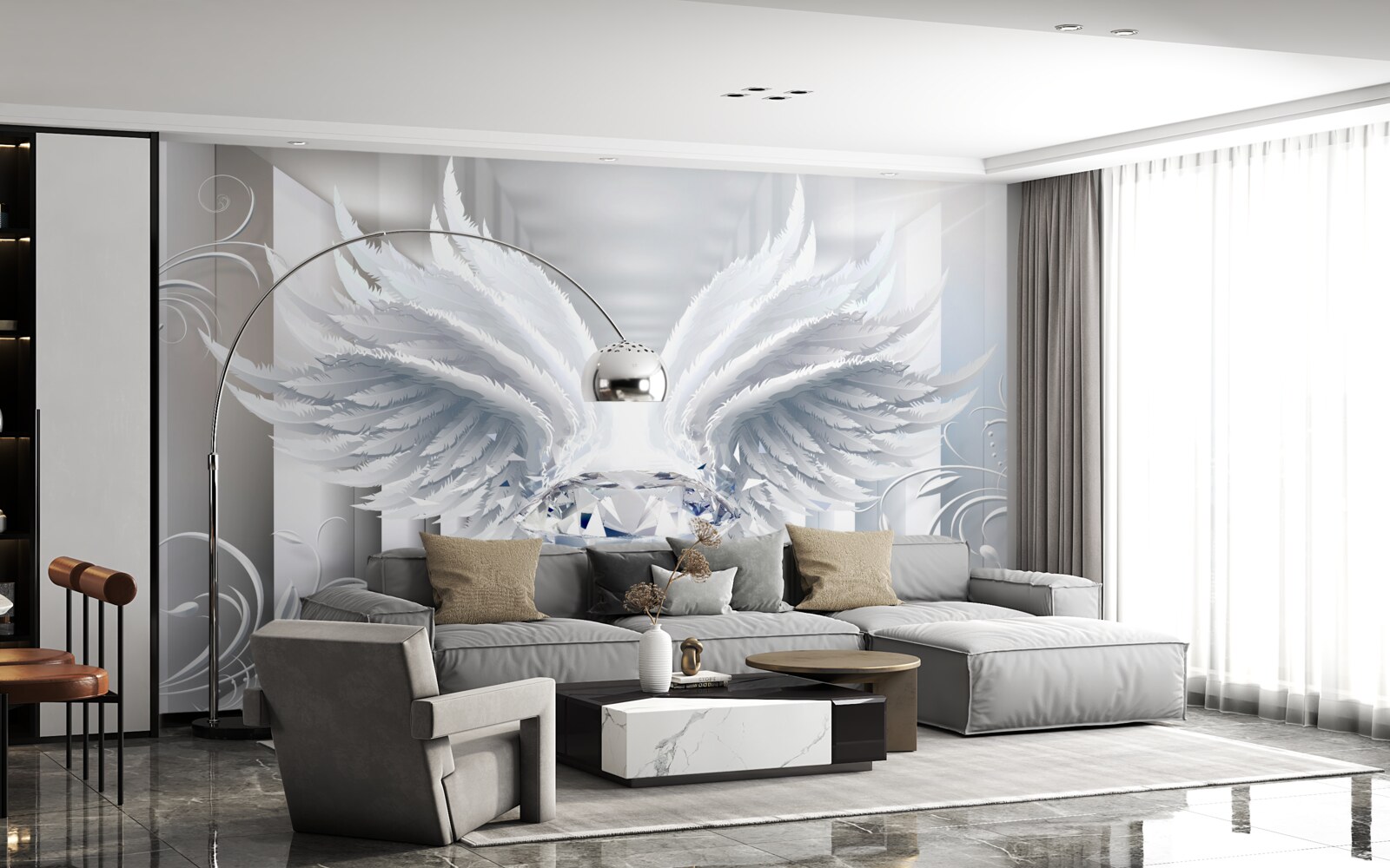 Fotobehang Muur, pen en witte kleur