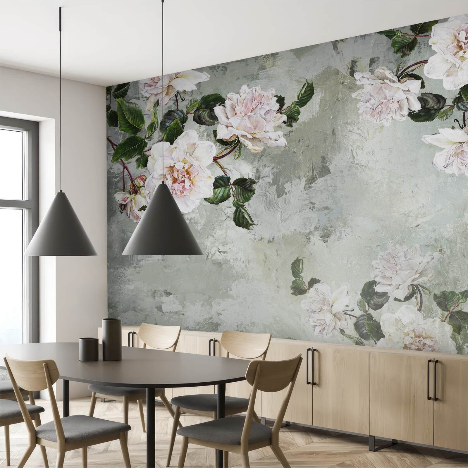 Fotobehang bloem bij de muur