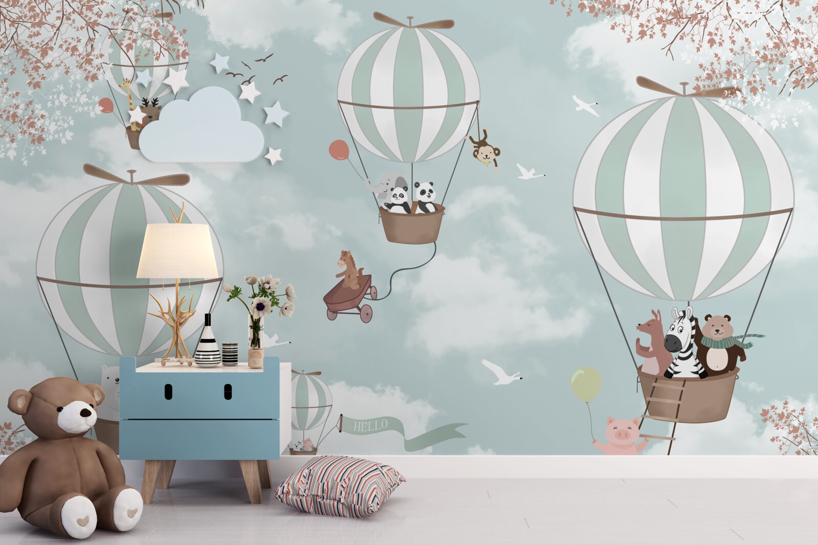 Fotobehang product, illustratie en ballon