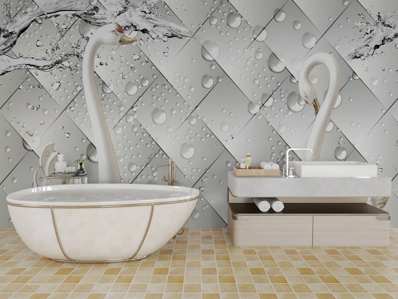 Fotobehang witte muur en behang