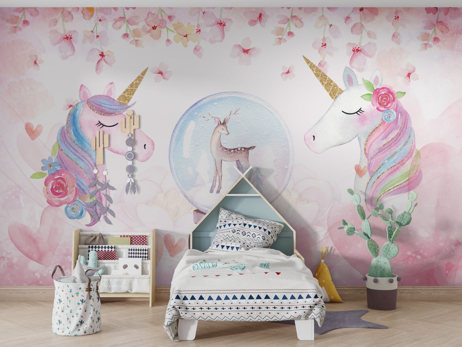 Fotobehang in de kinderkamer zijn er eenhoorns